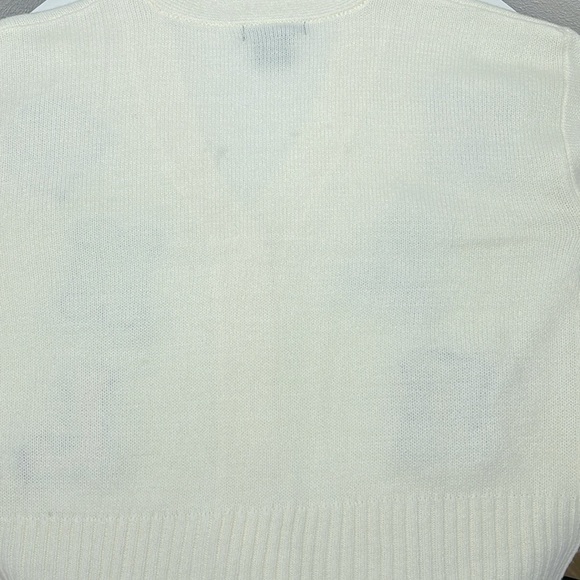 Vintage Y2K Runway 7 Preppy Letter Print V-Neck Cardigan Knit Sweater Medium - Picture 11 of 15